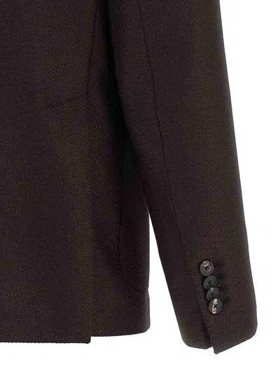 Tagliatore Square Pattern Blazer With Lapel And Pockets In Brown