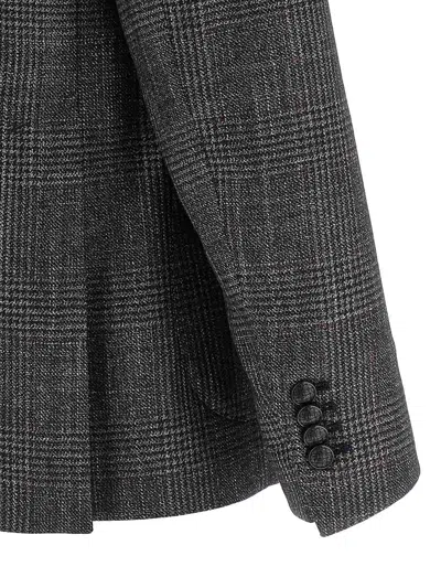 Tagliatore Blazer Check Pattern Front Pockets In Brown