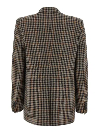 Tagliatore Checked Pattern Wool Jacket Front Pockets In Brown