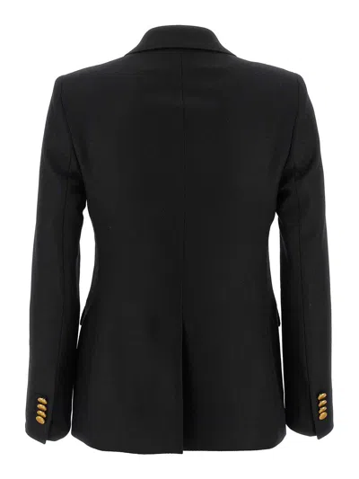 Tagliatore Double-breasted Wool Jacket With Peak Lapels In Black