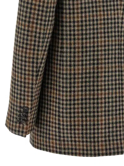 Tagliatore Checked Pattern Wool Jacket Front Pockets In Brown