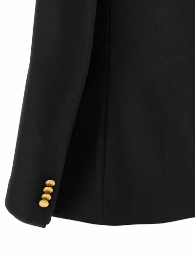 Tagliatore Double-breasted Wool Jacket With Peak Lapels In Black