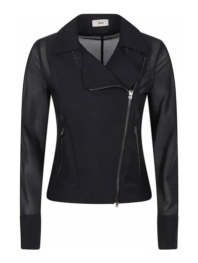 Herno Lightweight Black Jacket With Asymmetrical Zip In Black