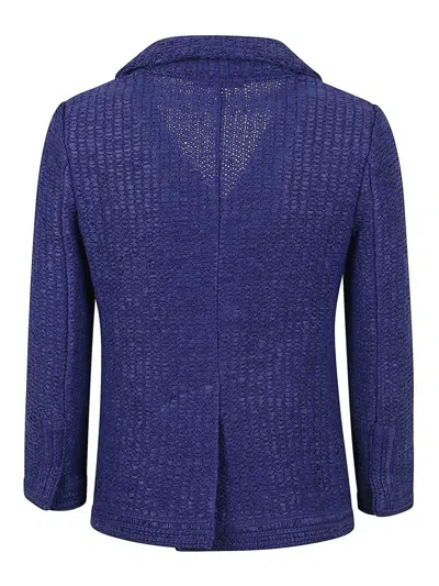 Charlott Fitted Handcrafted Knitted Jacket In Blue