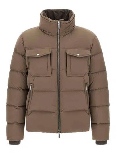 Moorer Cappuccino Nylon Blend Alarick Down Jacket In Brown