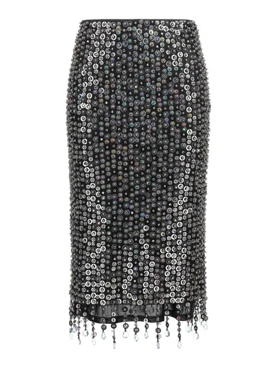 Pinko Whisper Beaded High-waisted Sequin Skirt In Blue