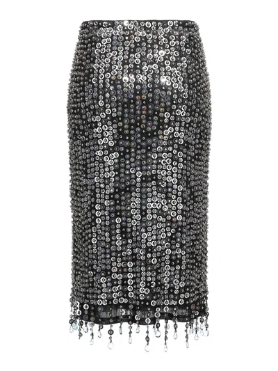 Pinko Whisper Beaded High-waisted Sequin Skirt In Blue