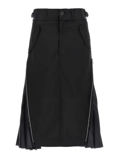 Sacai Suiting Mix Skirt In Black