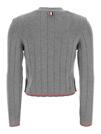 Thom Browne Ladder Full Neede Rib Stitch Cardigan In Gray