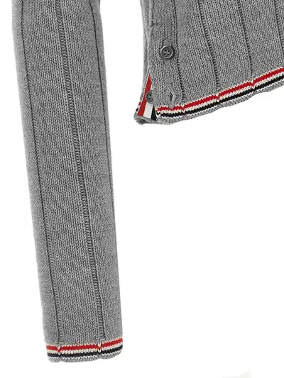 Thom Browne Ladder Full Neede Rib Stitch Cardigan In Gray