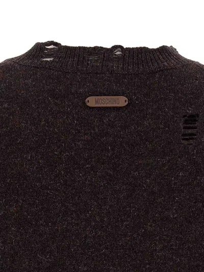 Moschino Couture Shetland Wool Pullover In Brown