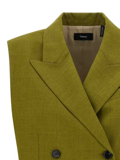 Theory Tailored Sleeveless Double-breasted Vest In Green