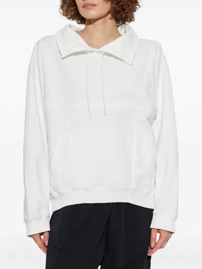 Mm6 Maison Margiela Drawstring Spread-collar Sweatshirt In White