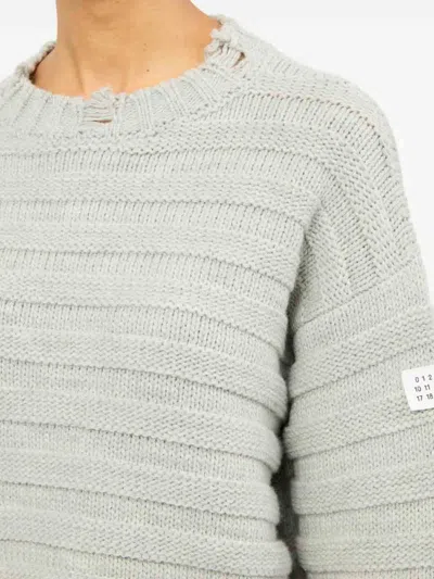 Mm6 Maison Margiela Mm6 By Maison Margiela Cropped Grey Sweater With Ribbed Knit In Gray
