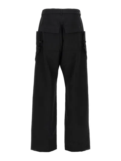 Rick Owens Stefan Flared Grain De Poudre Wool Cargo Trousers In Black