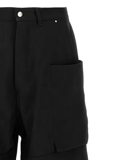 Rick Owens Stefan Flared Grain De Poudre Wool Cargo Trousers In Black