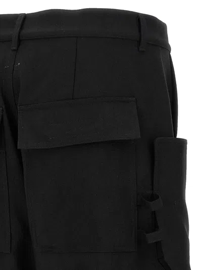 Rick Owens Stefan Flared Grain De Poudre Wool Cargo Trousers In Black