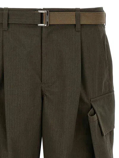 Sacai Olive Green Rip Stop Pants In Multi