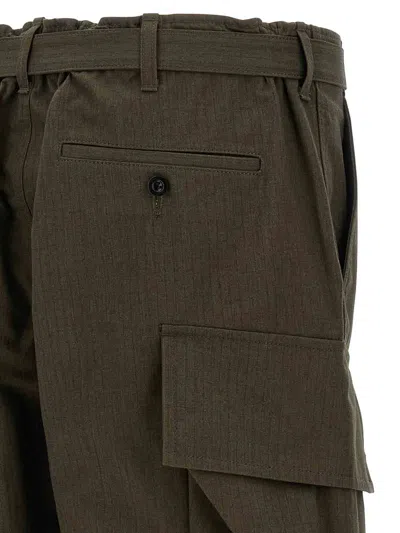 Sacai Olive Green Rip Stop Pants In Multi