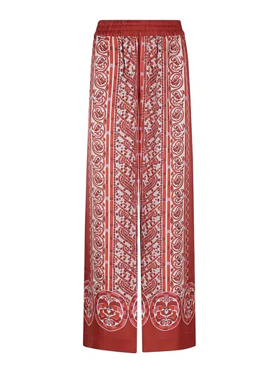 La Doublej La Double J Silk Twill Palazzo Pants With Cobra Pattern In Red