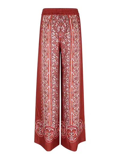 La Doublej La Double J Silk Twill Palazzo Pants With Cobra Pattern In Red