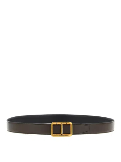 Tom Ford Reversible Belt Antique Buckle Belts Multicolor In Burgundy