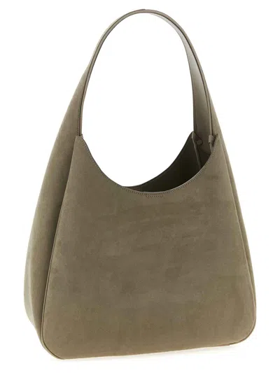 Stella Mccartney Large Suede Finish Shoulder Bag With Top Handle In Gray