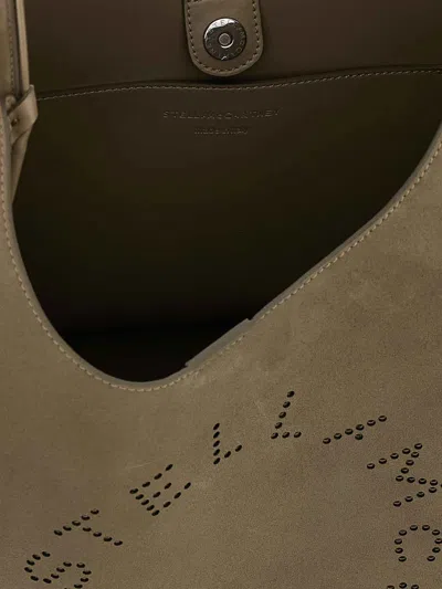 Stella Mccartney Large Suede Finish Shoulder Bag With Top Handle In Gray