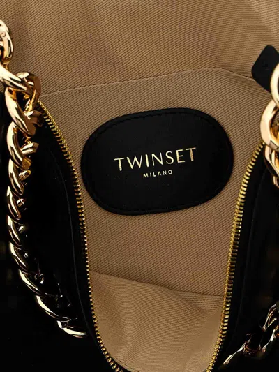 Twinset Twin-set Black Crossbody Bag With Chain Strap In Black
