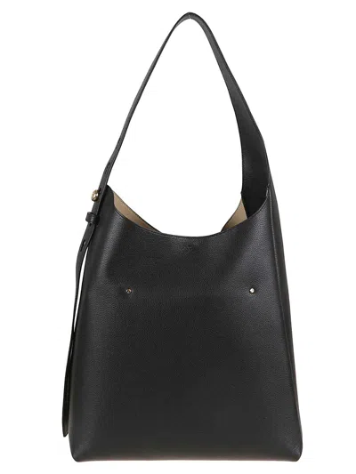Tory Burch Small Leather Hobo Bag With Adjustable Strap In Black