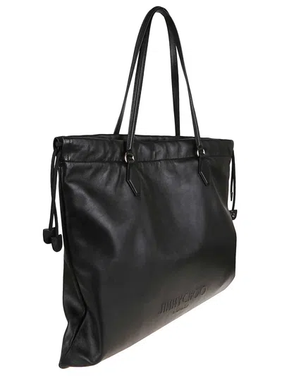 Jimmy Choo Soft Nappa Drawstring Tote With Elegant Embellishments In Black