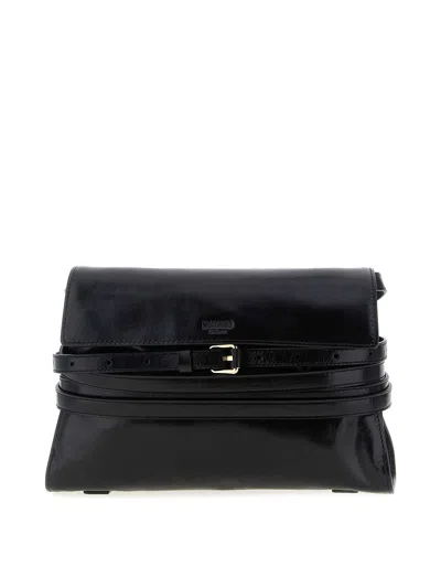Moschino Tie Me Shoulder Bag In Black