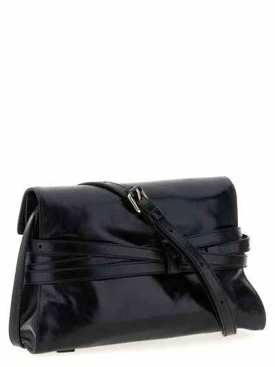 Moschino Tie Me Shoulder Bag In Black