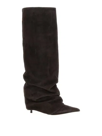 Le Silla 'andy' Knee Length Suede Slouchy Boots In Brown