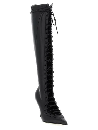 Le Silla 'colette' Knee Length Pointed Toe Stiletto Boots In Black