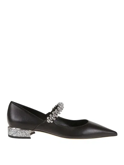 Jimmy Choo Black Nappa Leather Bing Ballerinas In Black
