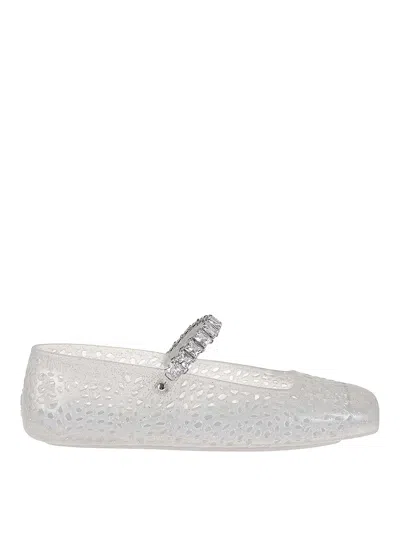 Jimmy Choo The Jelly Transparent Ballet Flats With Crystals In Transparent
