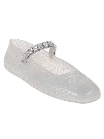 Jimmy Choo The Jelly Transparent Ballet Flats With Crystals In Transparent
