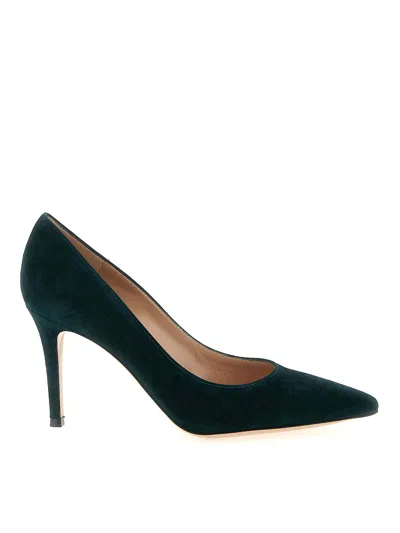 Gianvito Rossi Pointed Toe Suede Stiletto Heel Pumps In Green