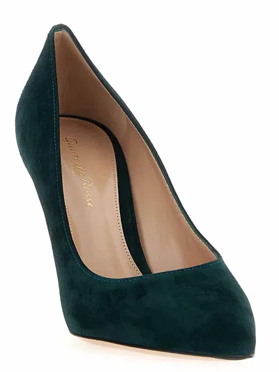 Gianvito Rossi Pointed Toe Suede Stiletto Heel Pumps In Green