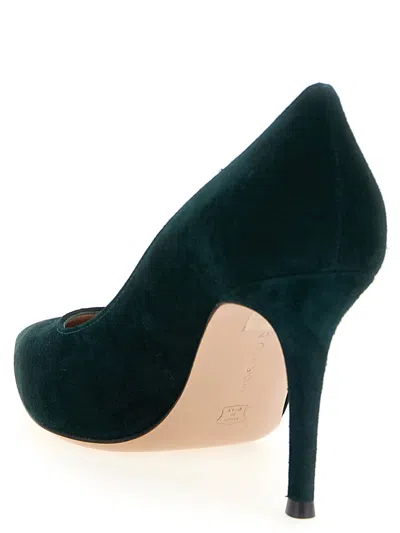 Gianvito Rossi Pointed Toe Suede Stiletto Heel Pumps In Green