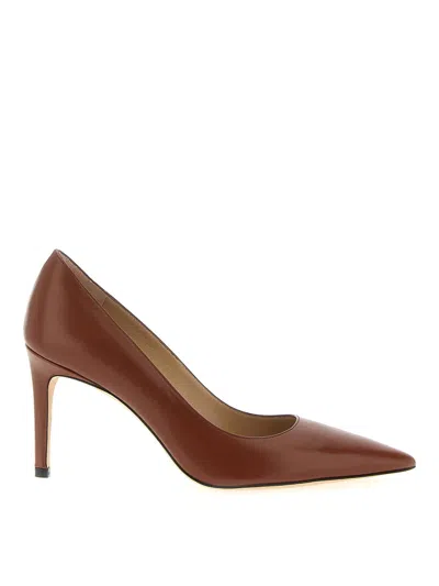 Stuart Weitzman Power Pointed Toe Stiletto Leather Pumps In Brown