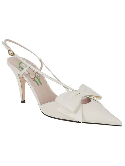 Valentino Garavani Valentino Bowow 85 Leather Slingback Pump In White