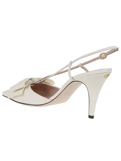Valentino Garavani Valentino Bowow 85 Leather Slingback Pump In White