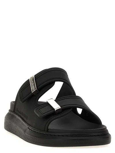 Alexander Mcqueen Black Rubber Sandals In Black