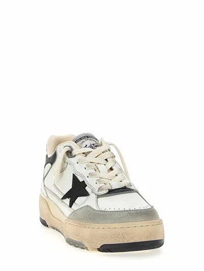 Golden Goose Forty2 Leather Sneakers With Black Star And Heel Tab In White