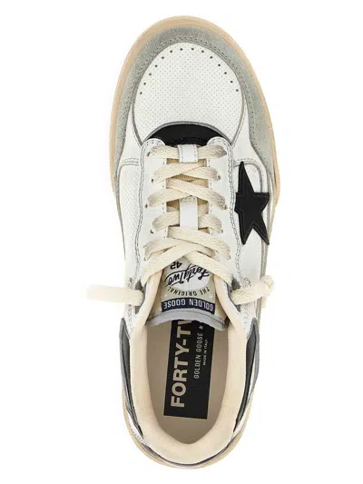 Golden Goose Forty2 Leather Sneakers With Black Star And Heel Tab In White