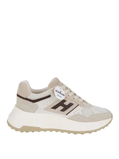 Hogan Hi-fi Suede And Mesh Sneakers In White