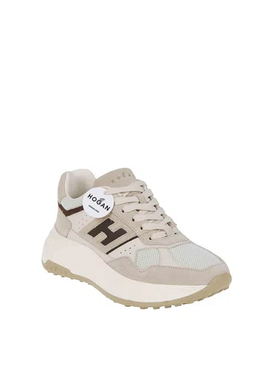 Hogan Hi-fi Suede And Mesh Sneakers In White