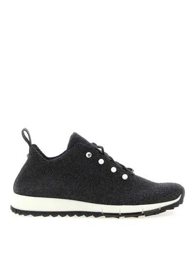 Jimmy Choo Low Top Sneakers With Pearls And Knitted Upper In Black